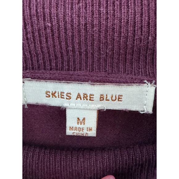 Skies Are Blue Burgundy Knit Top Size M Cutout Back - Picture 6 of 7